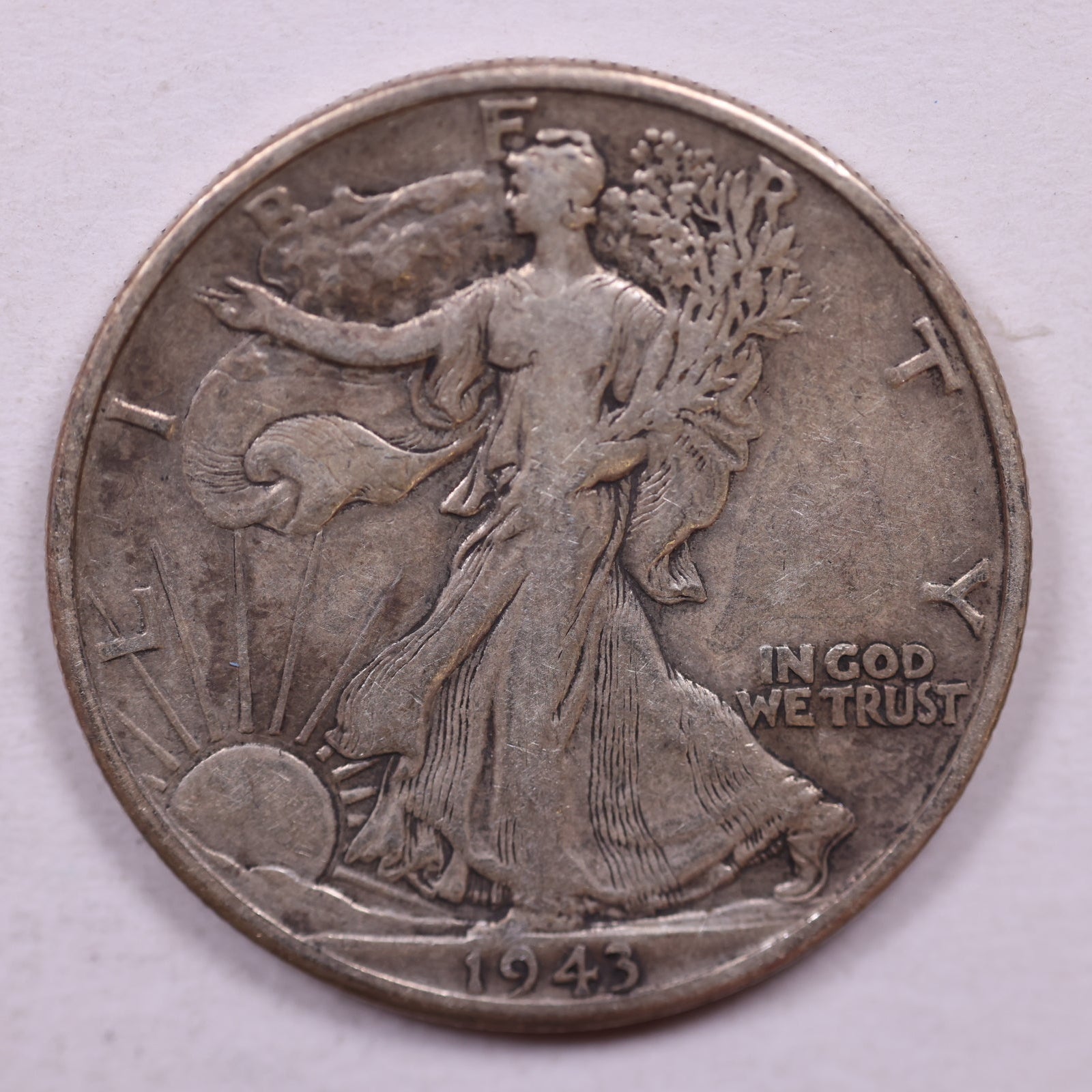 1943-D Walking Liberty Silver Half Dollar, Very Fine Circulated Coin, Store #HR0017