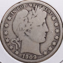 1909 Barber Half Dollar, Good+ Circulated Coin, Store