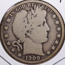 1909 Barber Half Dollar, Very Good Circulated Coin, Store