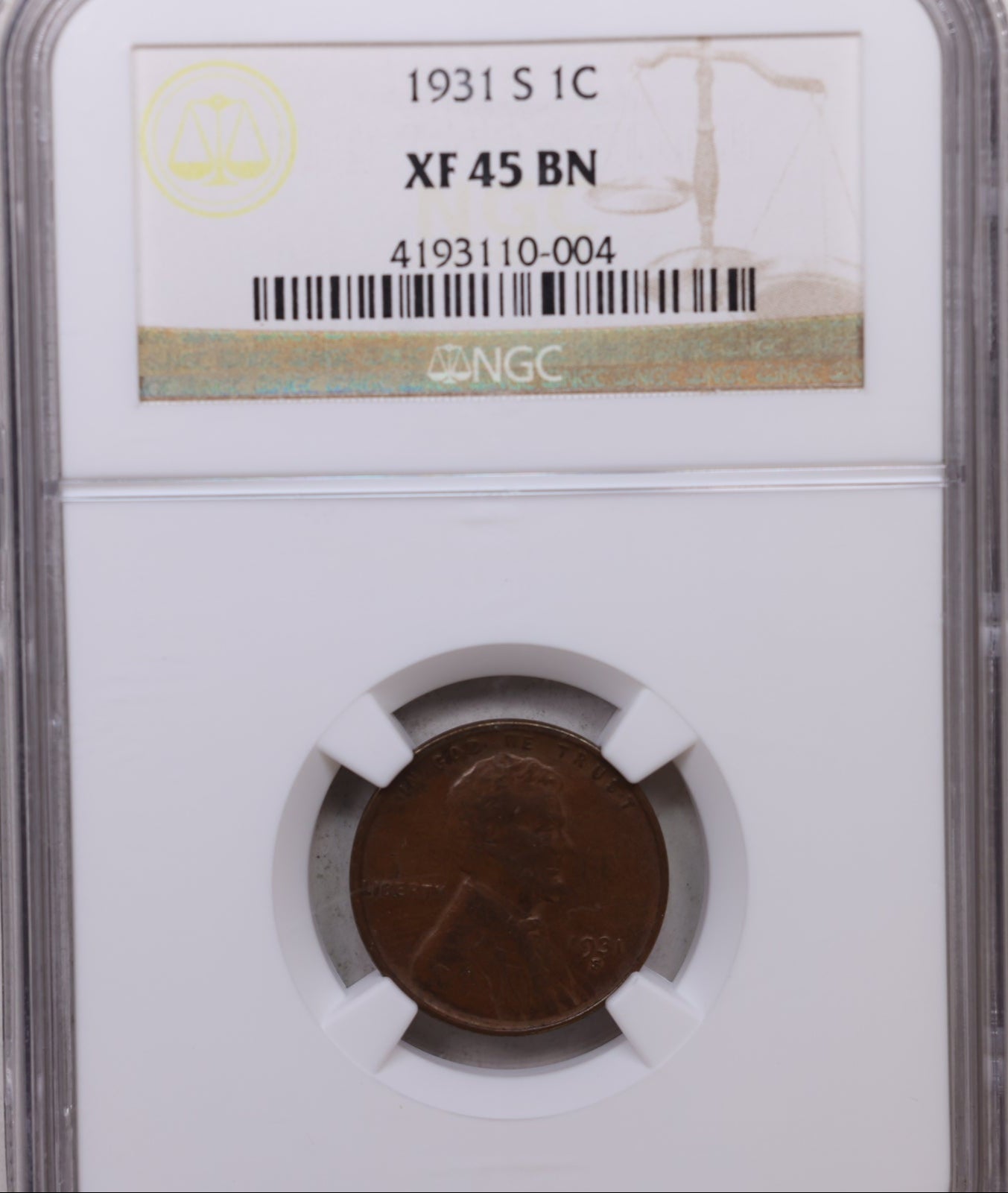 1931-S Lincoln Wheat Cents, NGC Certified XF-45, Store Sale #GCT059.