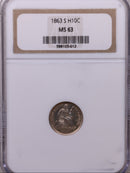 1863-S Seated Liberty Half Dime, NGC Graded, MS-63, Store