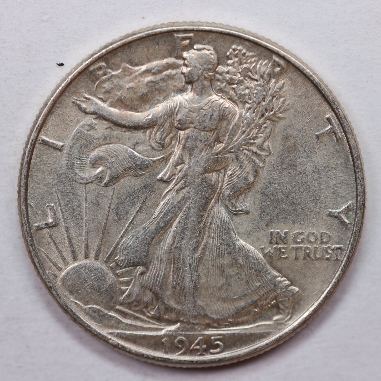 1945 Walking Liberty Silver Half Dollar, Extra Fine Circulated Coin, Store #HR0022