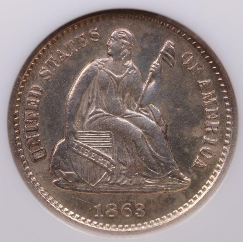 1863-S Seated Liberty Half Dime, NGC Graded, MS-63, Store