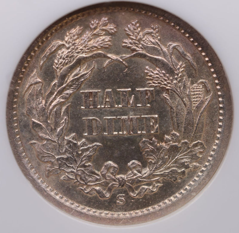 1863-S Seated Liberty Half Dime, NGC Graded, MS-63, Store