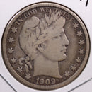 1909-O Barber Half Dollar, Fine+ Circulated Coin, Store