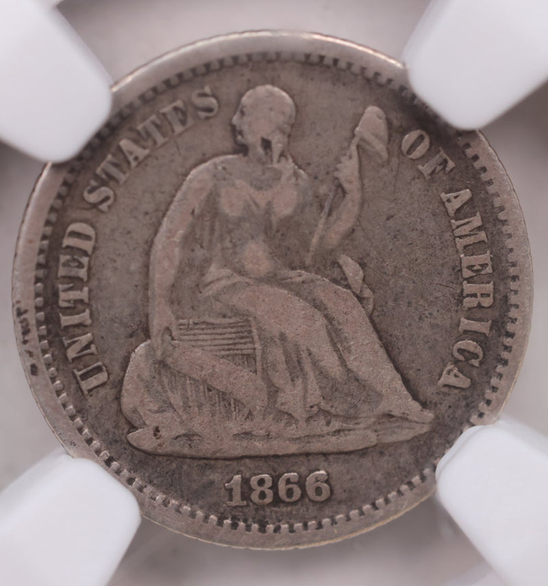 1866 Seated Liberty Half Dime, NGC Graded F-12, Store Sale