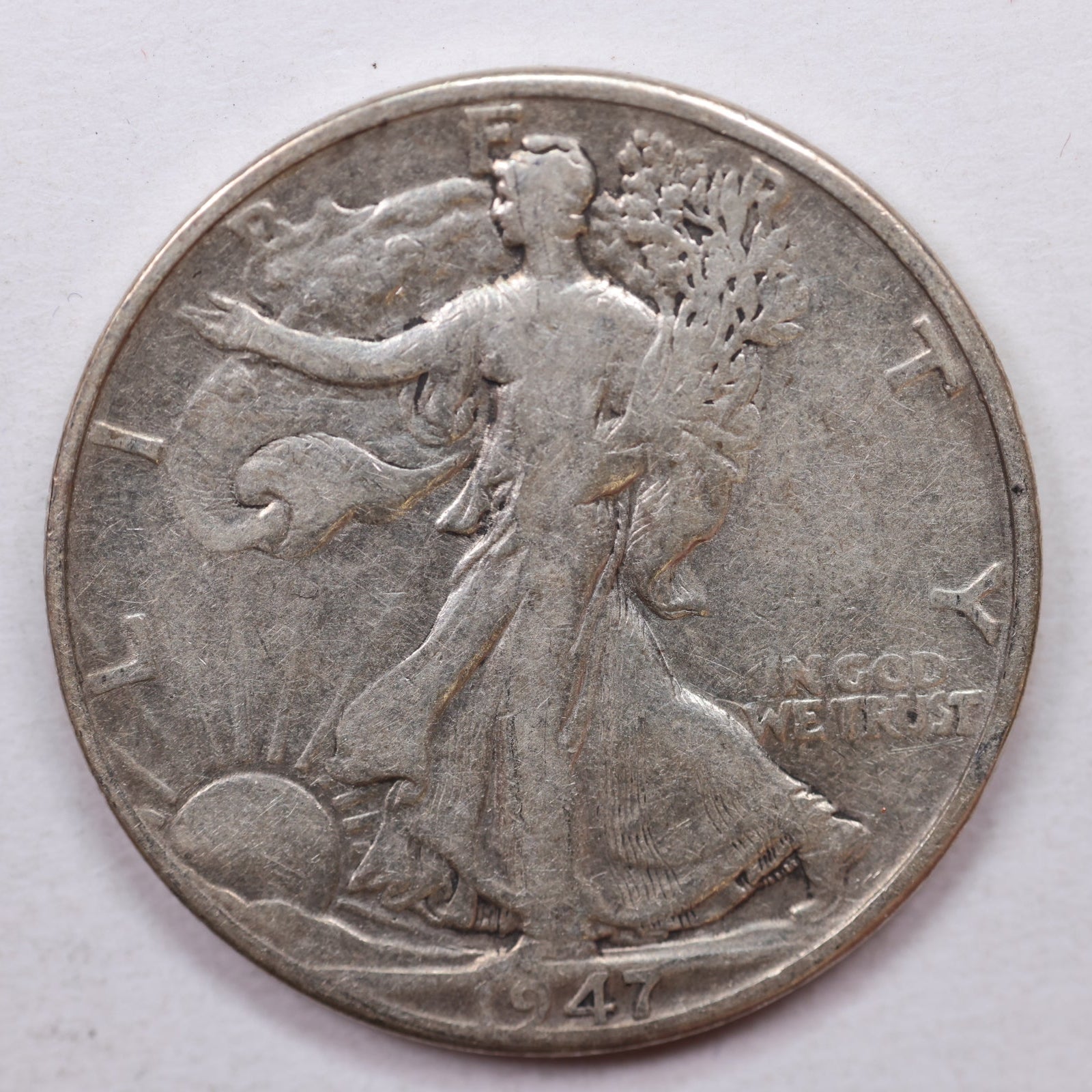 1947-D Walking Liberty Silver Half Dollar, Very Fine Circulated Coin, Store #HR0027