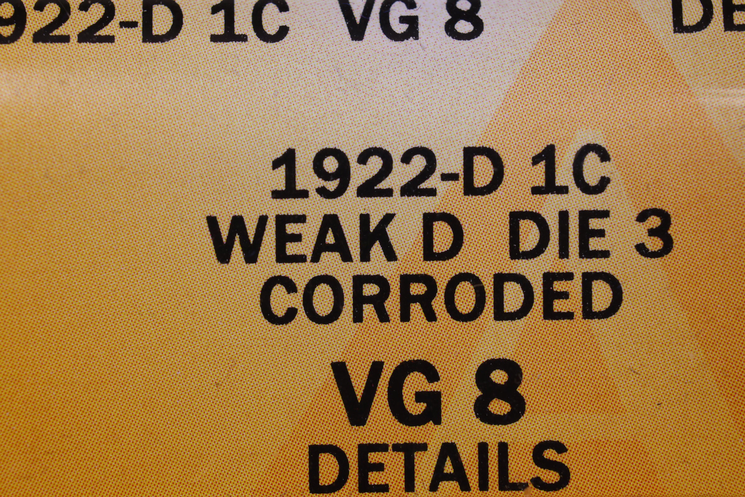 1922-D Lincoln Wheat Cents., Die-3 ANACS VG Details., Store #564