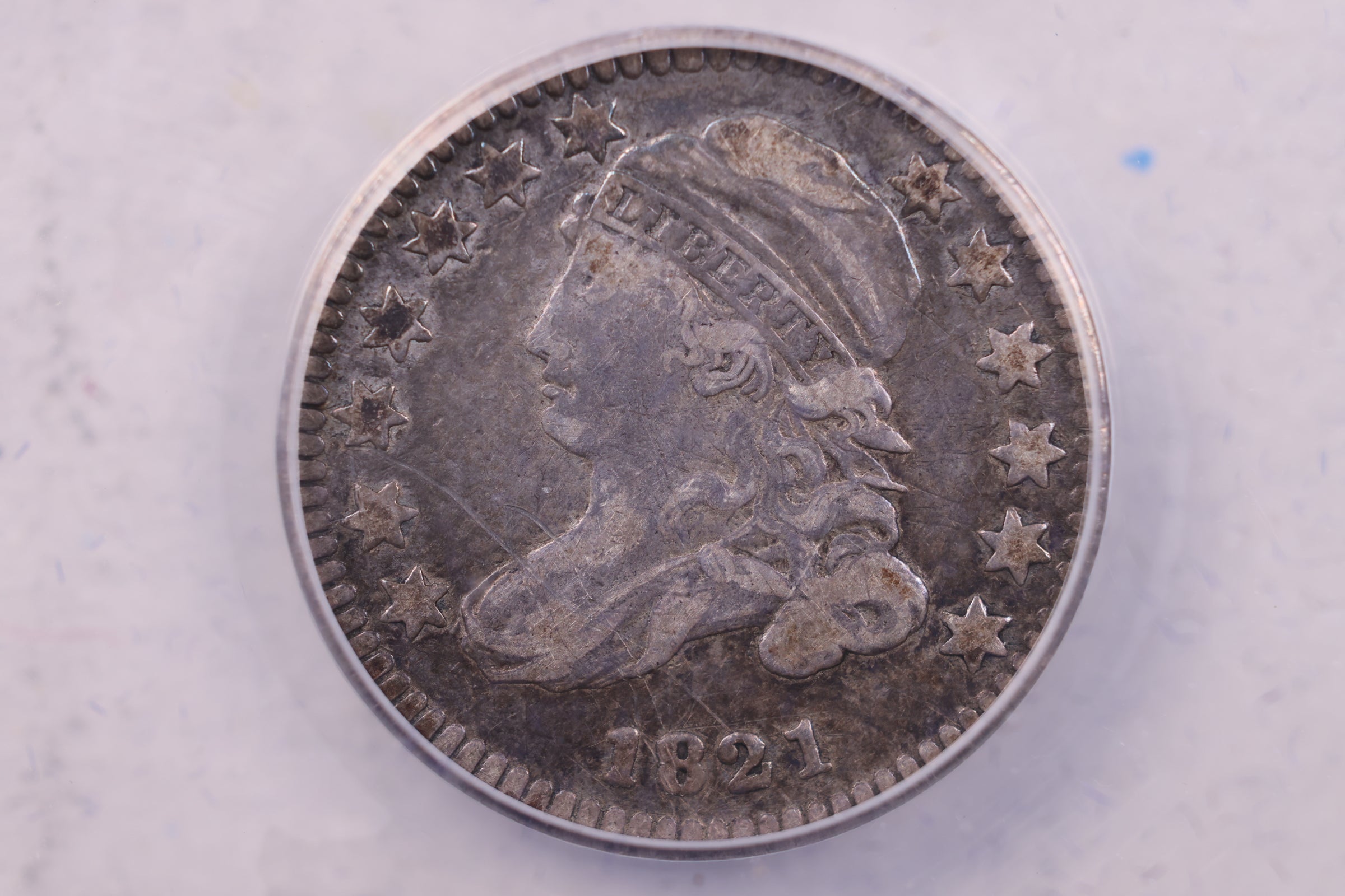 1821 Cap Bust Dime., ANACS VF Details., Store #567