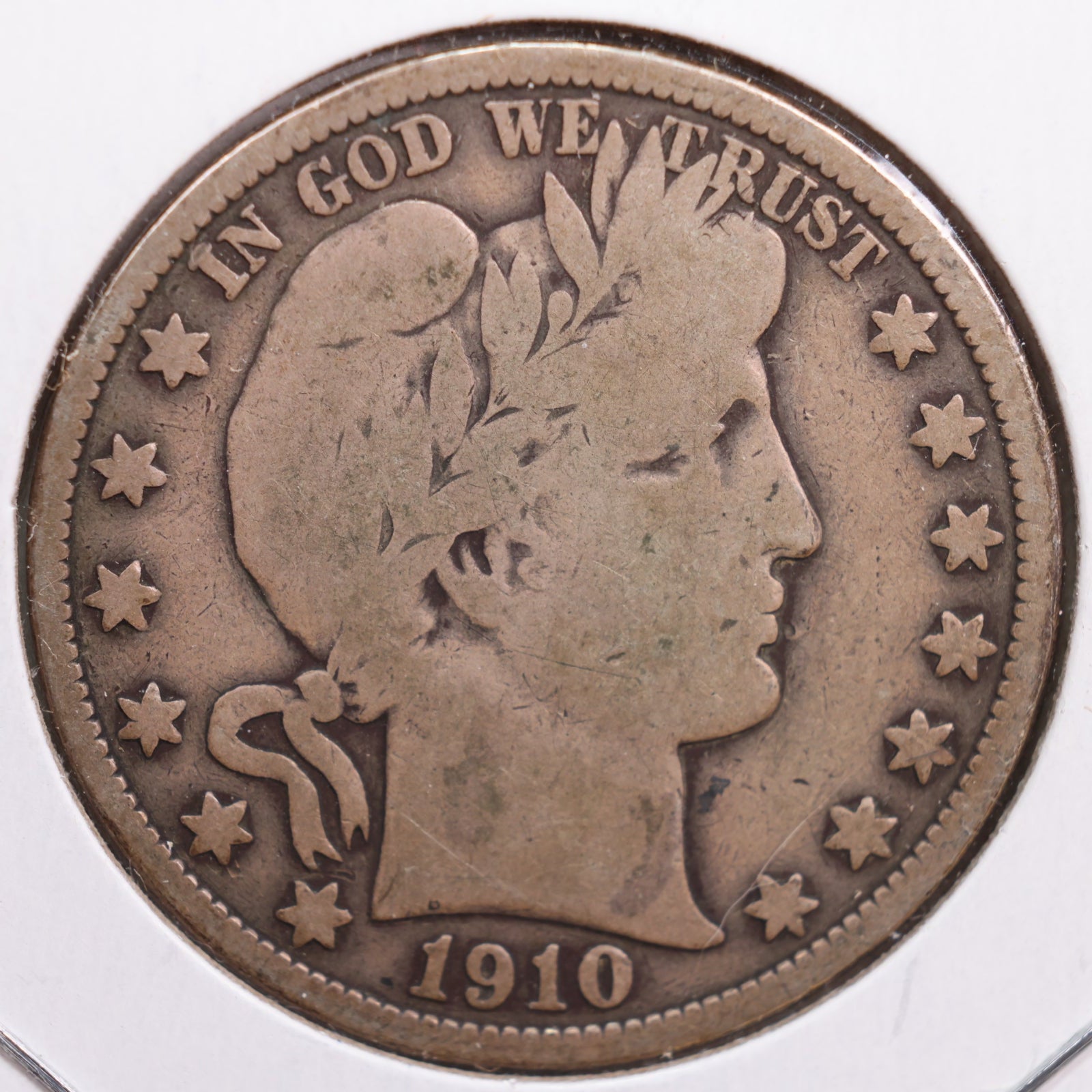 1910 Barber Half Dollar, Very Good Circulated Coin, Store #HR0586