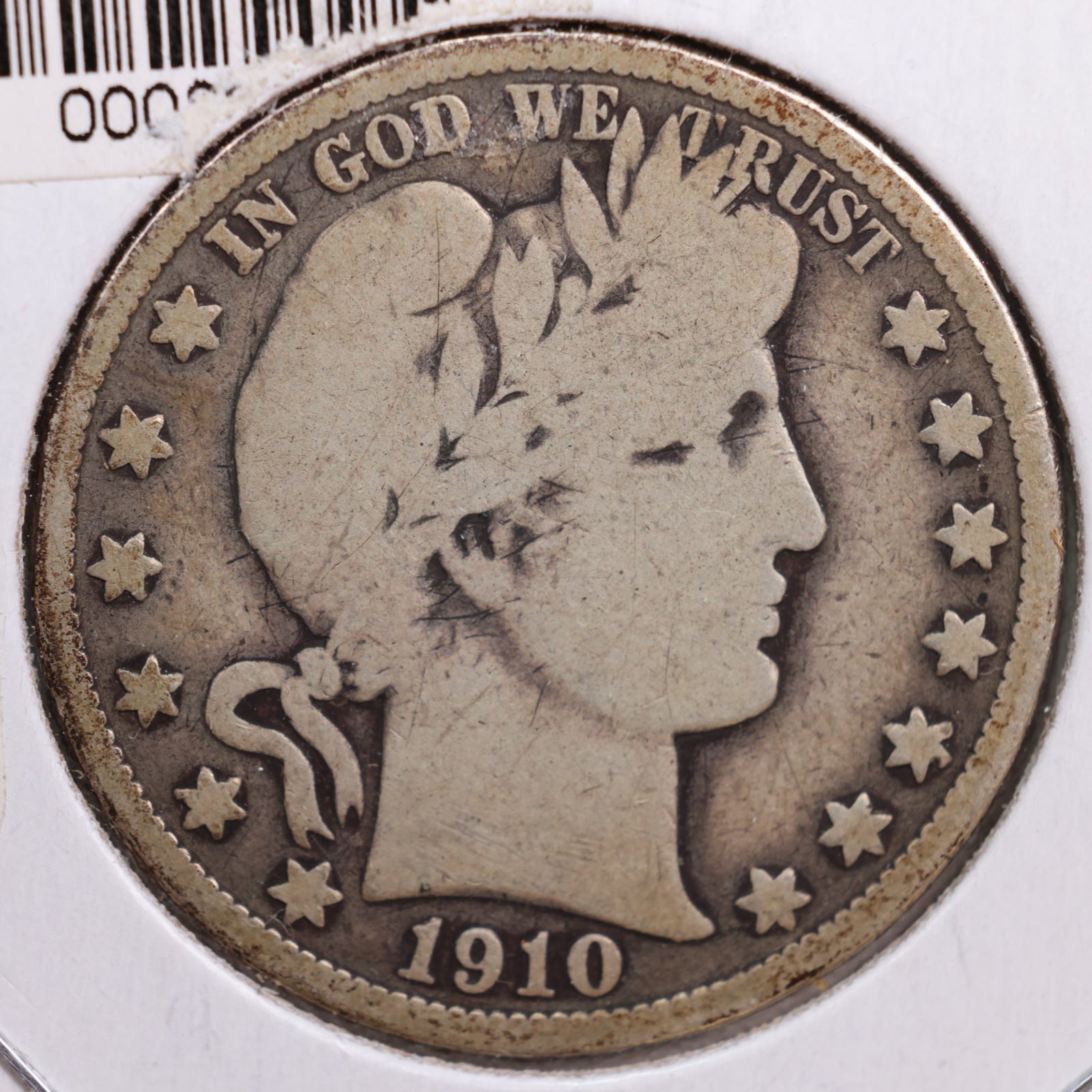 1910 Barber Half Dollar, Very Good Circulated Coin, Store #HR0585