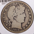 1910 Barber Half Dollar, Very Good Circulated Coin, Store