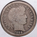 1908-S Barber Silver Dime, Very Good Circulated Coin, Store Sale