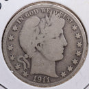 1911 Barber Half Dollar, Very Good Circulated Coin, Store