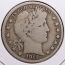 1911 Barber Half Dollar, Very Good Circulated Coin, Store