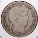 1911 Barber Half Dollar, Very Good Circulated Coin, Store