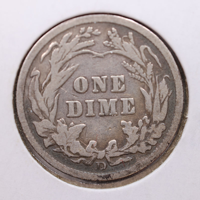 1908-D Barber Silver Dime, Very Good + Circulated Coin, Store Sale