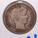 1912 Barber Silver Dime, Extra Fine Circulated Coin, Store Sale
