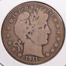 1911-S Barber Half Dollar, Very Good Circulated Coin, Store