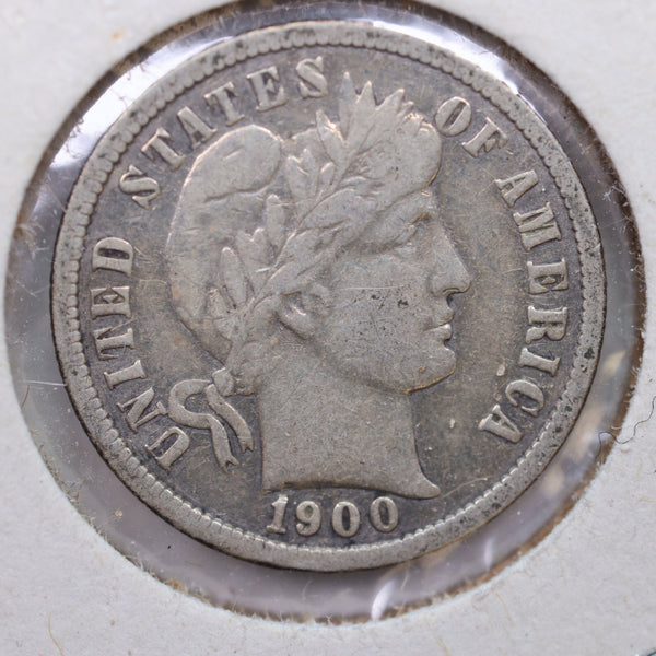 1900 Barber Silver Dime, Very Fine Plus Circulated Coin, Store Sale #DE660.