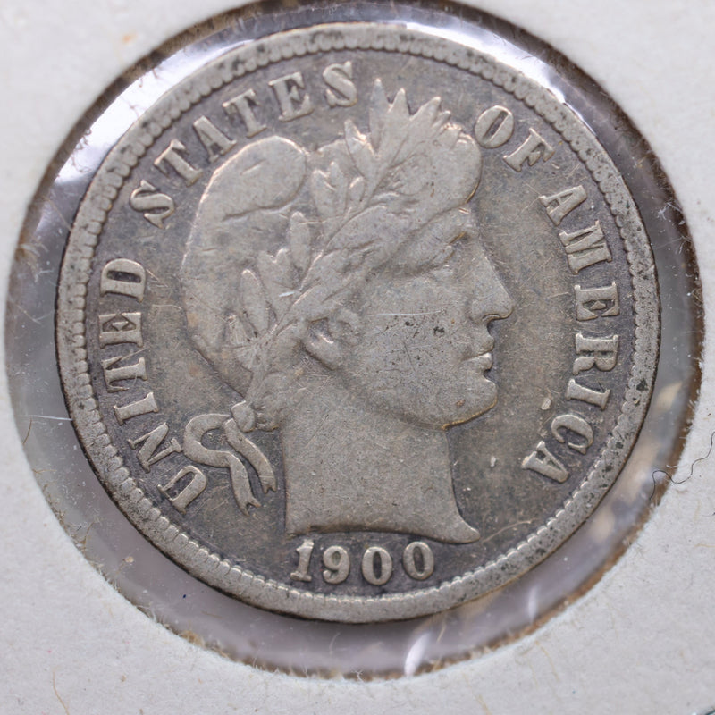 1900 Barber Silver Dime, Very Fine Plus Circulated Coin, Store Sale
