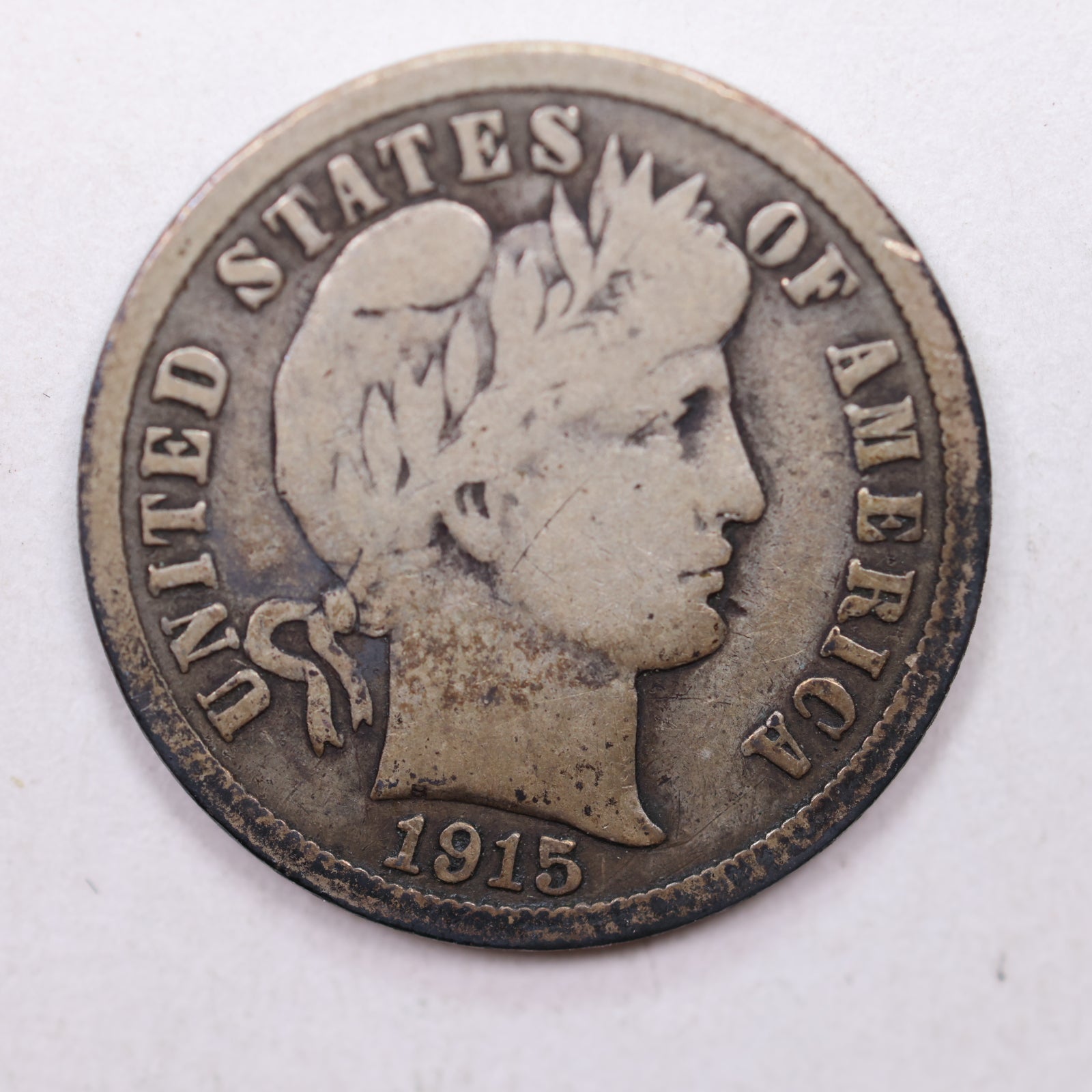 1915 Barber Dime, Very Good Circulated Coin, Store #DE661