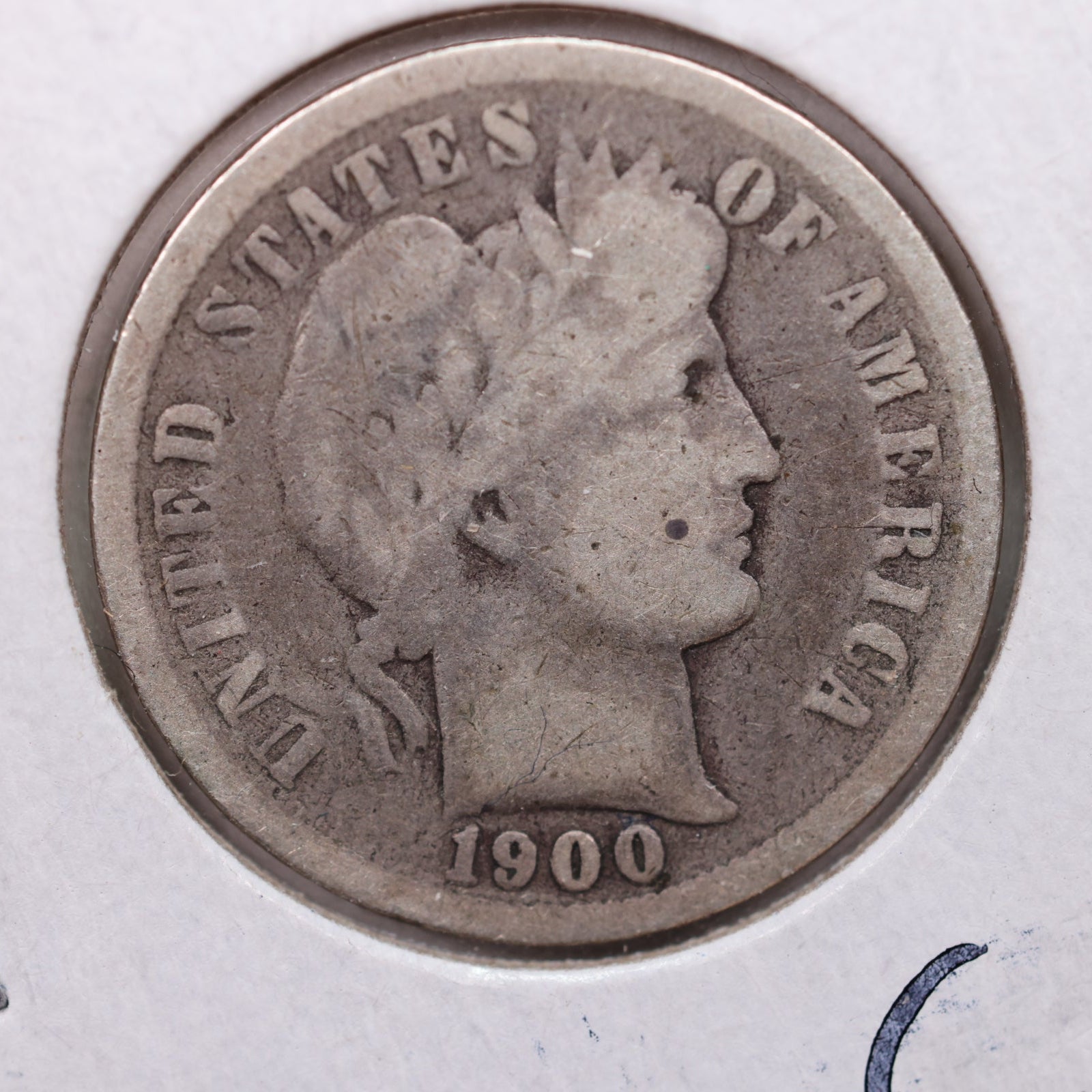 1900 Barber Dime, Very Good Circulated Coin, Store #DE662