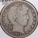 1912 Barber Half Dollar, Very Good Circulated Coin, Store