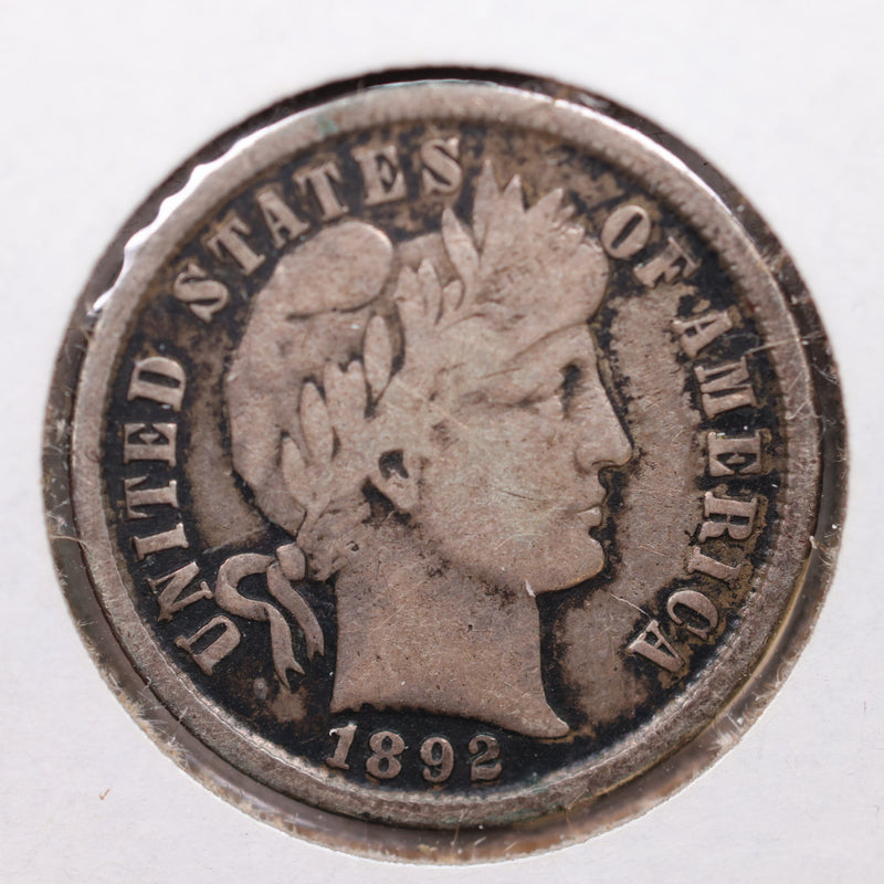 1892 Barber Silver Dime, Fine, Circulated Coin, Store Sale