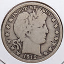 1912 Barber Half Dollar, Very Good Circulated Coin, Store