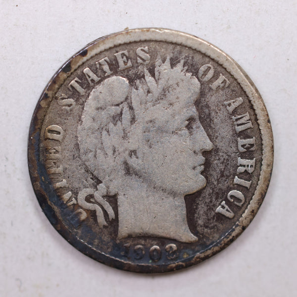 1892 Barber Silver Dime, Very Good Plus, Circulated Coin, Store Sale #DE663.