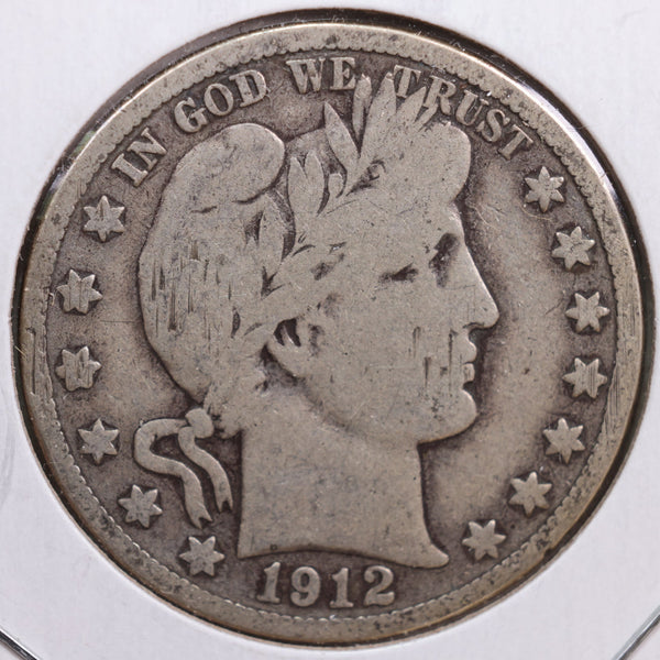 1912-D Barber Half Dollar, Very Good Circulated Coin, Store #HR0566