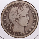 1912-D Barber Half Dollar, Very Good Circulated Coin, Store