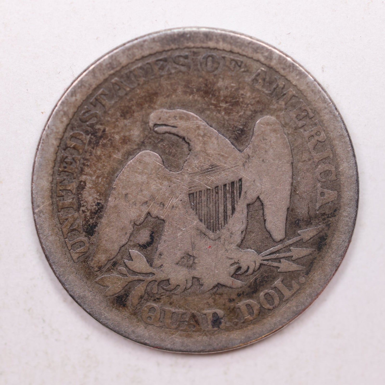 1865 Seated Liberty Quarter, Good, Circulated Coin, Store Sale #QR790.