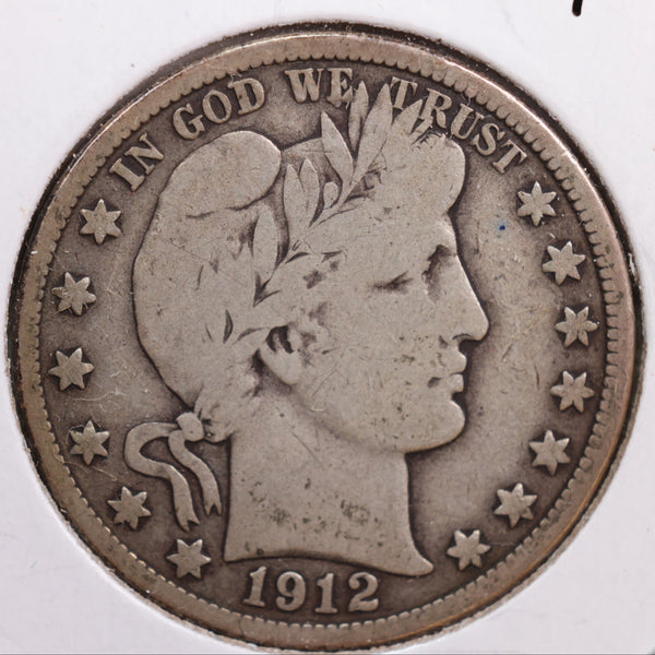 1912-D Barber Half Dollar, Very Good Circulated Coin, Store #HR0564