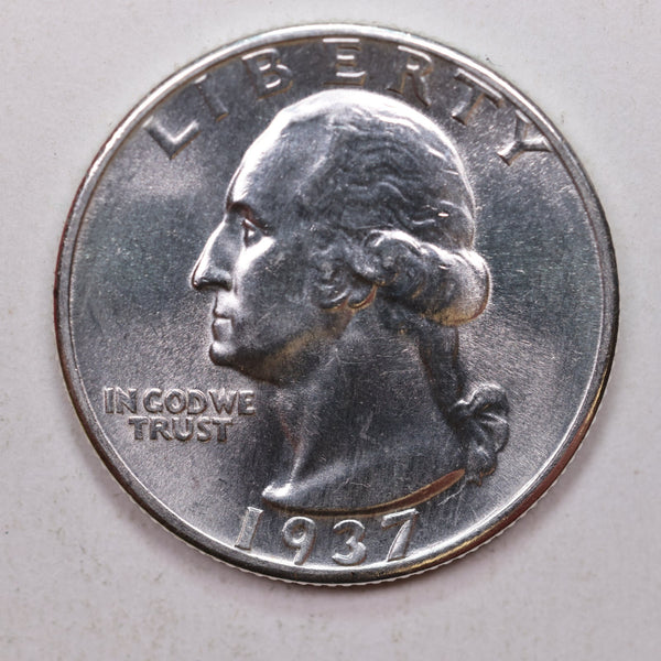 1937 Washington Silver Quarter, Gem Mint State, Uncirculated Coin, Store Sale #QR791.