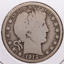 1912-S Barber Half Dollar, Good Circulated Coin, Store