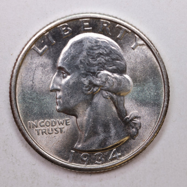 1934 Washington Silver Quarter, Gem Mint State, Uncirculated Coin, Store Sale #QR792.