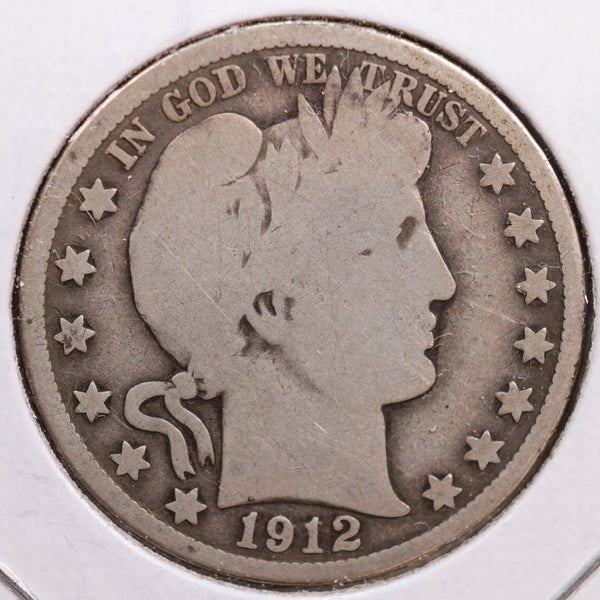 1912-S Barber Half Dollar, Good Circulated Coin, Store #HR0563