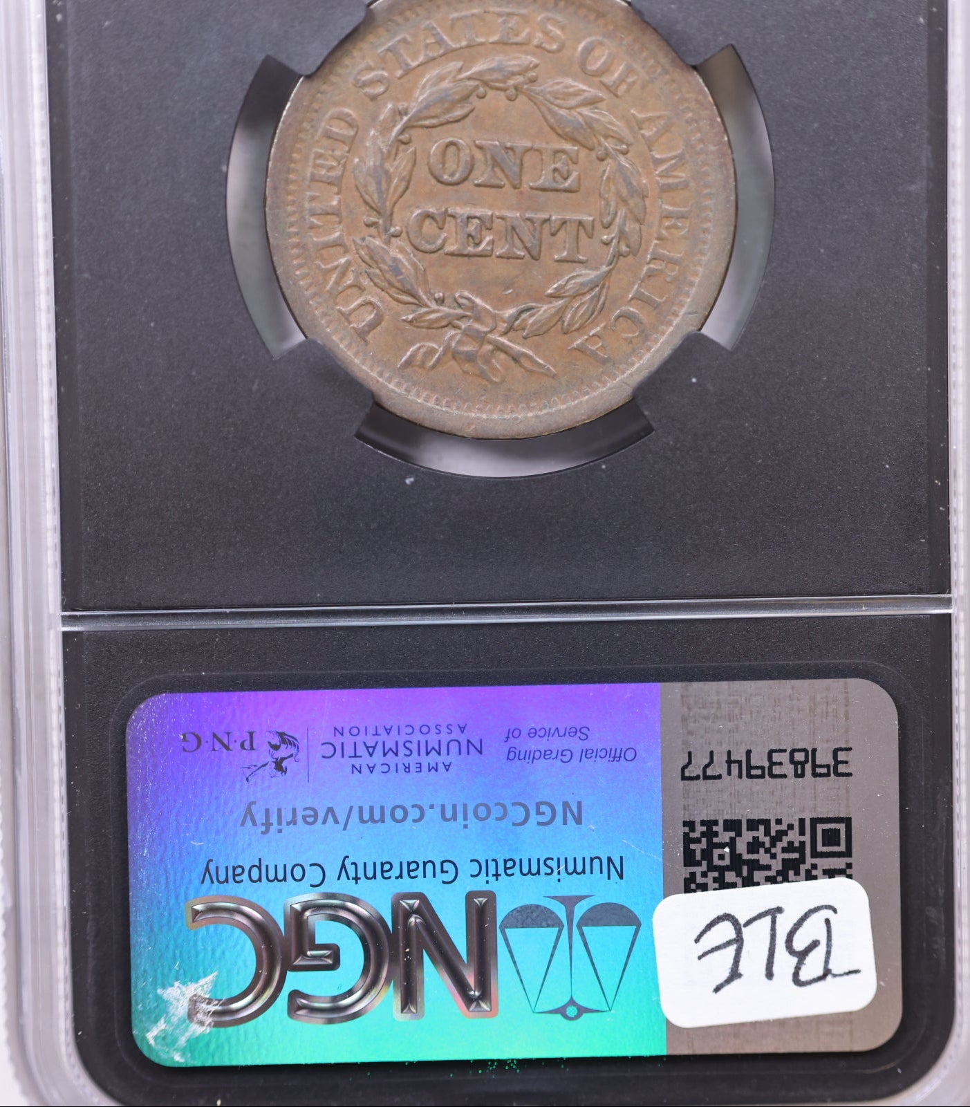 1852 Braided Hair Large Cent, NGCX Certified 8.5, About Uncirculated, Store CT0004