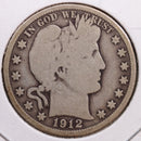1912-S Barber Half Dollar, Good Circulated Coin, Store