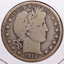 1912-S Barber Half Dollar, Very Good Circulated Coin, Store