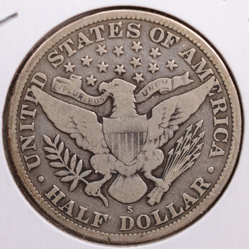 1912-S Barber Half Dollar, Very Good Circulated Coin, Store