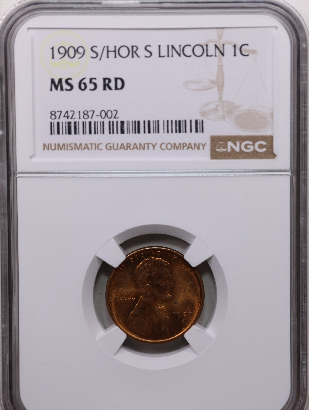 1909-S/S Lincoln Wheat Cent, S over Horizontal S, NGC MS-65, Store #GCT0001.