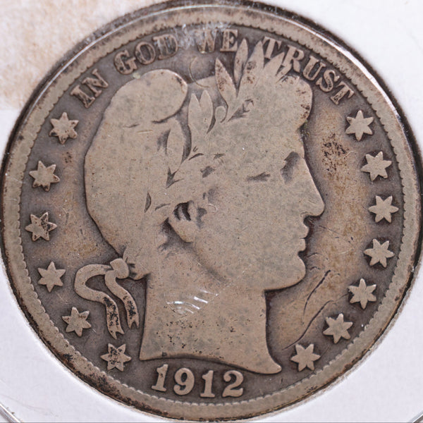 1912-S Barber Half Dollar, Good Circulated Coin, Store #HR0559