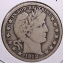 1912-S Barber Half Dollar, Fine Circulated Coin, Store
