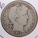1912-S Barber Half Dollar, Very Good Circulated Coin, Store