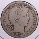 1912-S Barber Half Dollar, Very Good Circulated Coin, Store