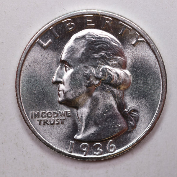 1936-S Washington Silver Quarter, Mint State, Uncirculated Coin, Store Sale #QR799.