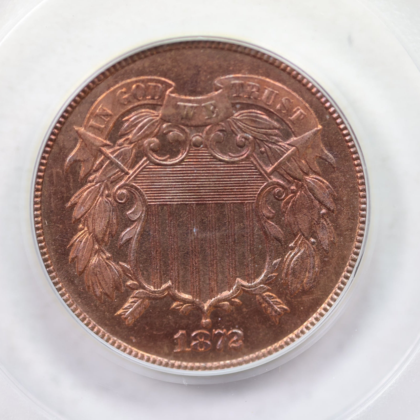 1872 Two Cent Piece, PCGS Proof-65 RED, Nice Eye Appeal. Store #G2C002